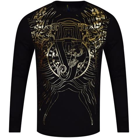 versace gold shirt men|Versace long sleeve t shirt.